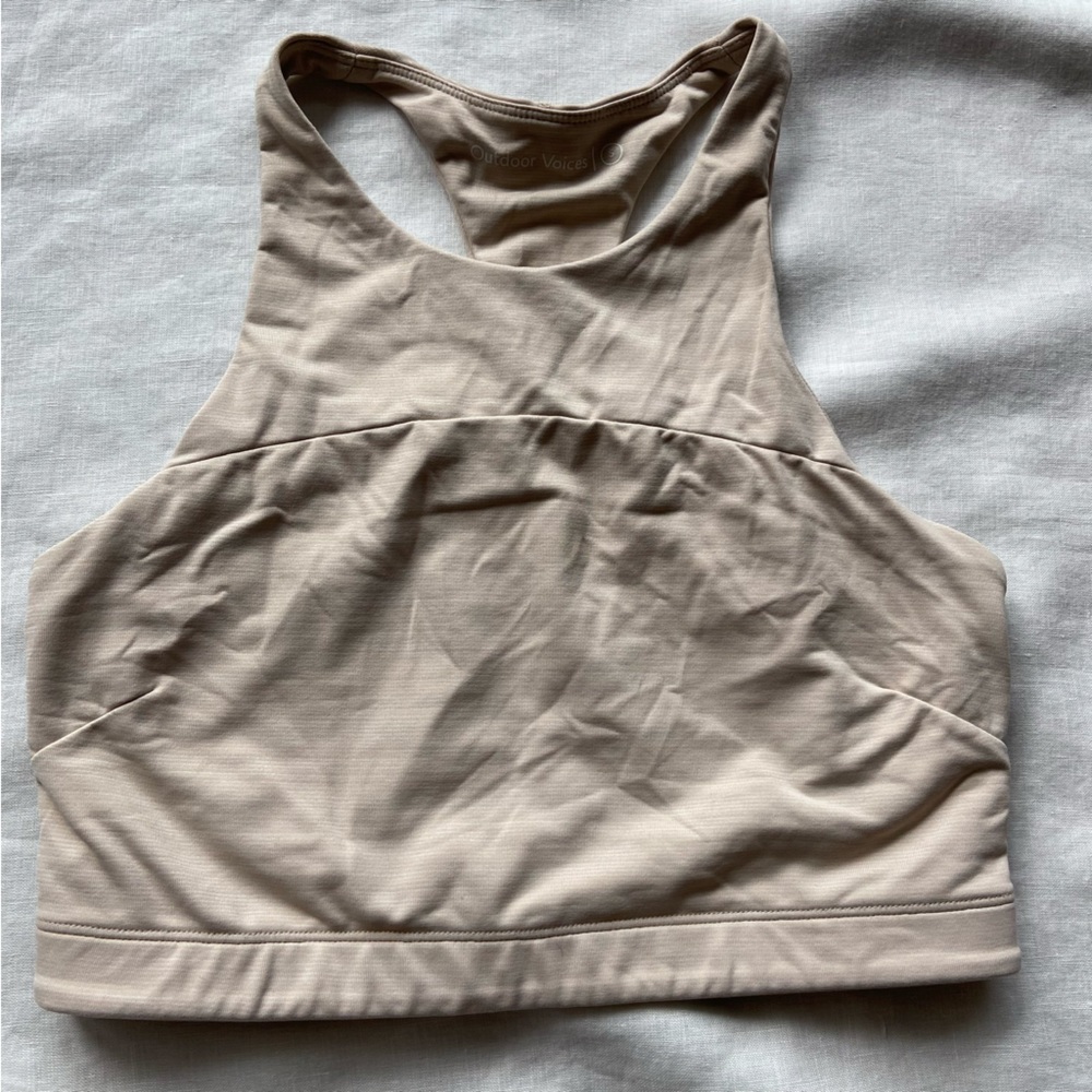 Outdoor Voices High Neck Sports Bra in Cream
